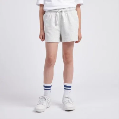 New Balance Girls Ft Small Logo Short In Grey Cotton Fleece, Size 9-10 Y In White