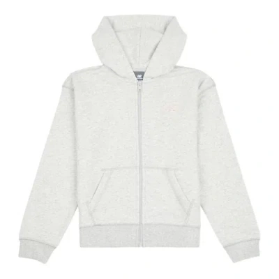 New Balance Kids' Bb Small Logo Full Zip Hoodie In White