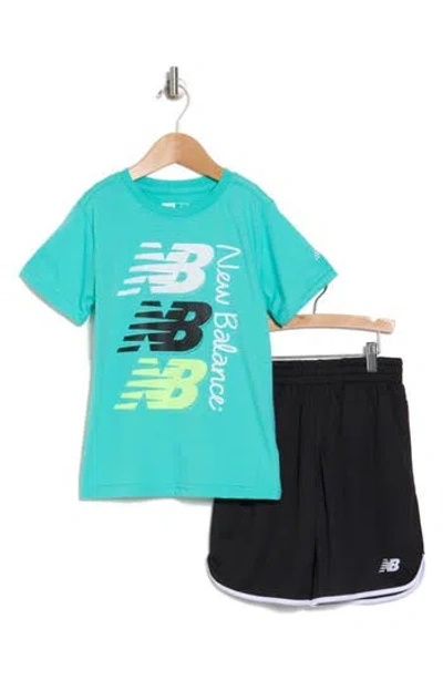 New Balance Kids' Graphic T-shirt & Basketball Shorts Set In Airy Teal