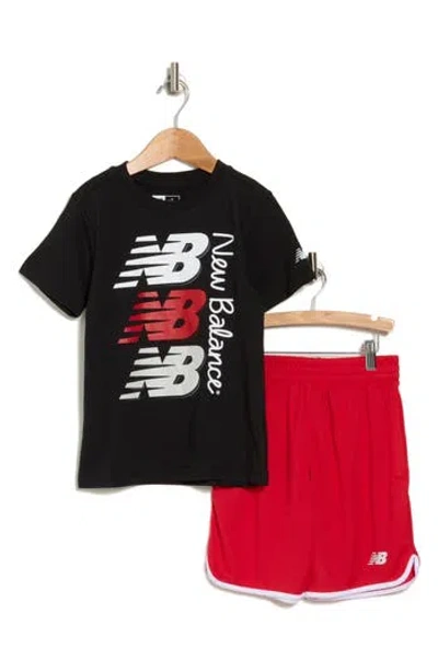 New Balance Kids' Graphic T-shirt & Basketball Shorts Set In Black