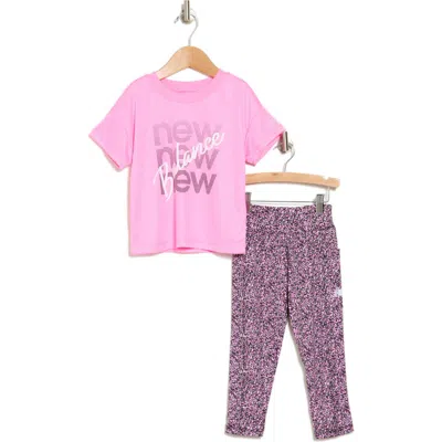 New Balance Kids' Graphic T-shirt & Leggings Set In Vibrant Pink