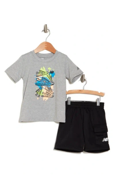 New Balance Kids' Graphic T-shirt & Shorts Set In Grey Heather