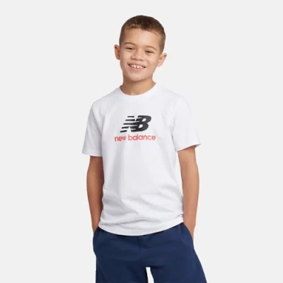 New Balance Kids' Jersey Stacked Logo T-shirt In White