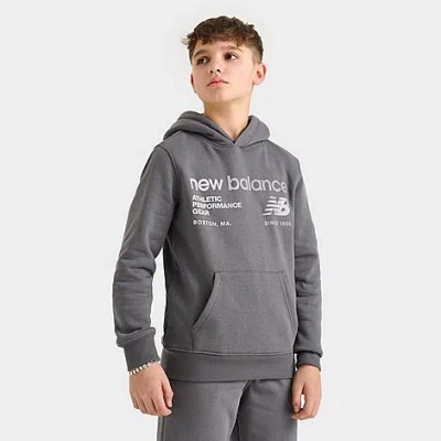New Balance Kids' Linear Logo Pullover Hoodie In Castlerock