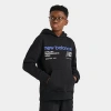 New Balance Kids' Linear Logo Pullover Hoodie In Black