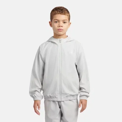 New Balance Kids Nb Essential Full Zip Track Jacket In Grey Polywoven, Size 9-10 Y In Gray