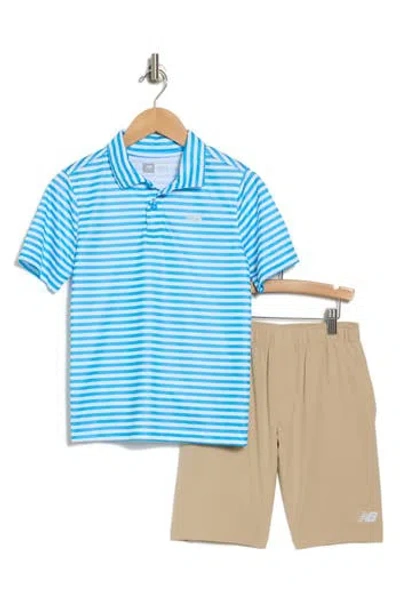 New Balance Kids' Polo & Woven Shorts Set In Spice Blue