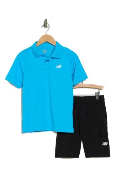 New Balance Kids' Polo & Woven Shorts Set In Spice Blue