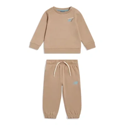 New Balance Kids' Running Crew & Jogger Set In Brown