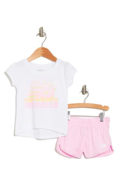 New Balance Kids' Short Sleeve Tee & Mesh Shorts Set In Orbit Pink