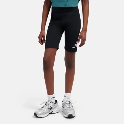 New Balance Kids' Stacked Logo Cycle Short In Black