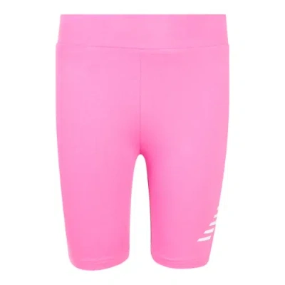 New Balance Kids' Stacked Logo Cycle Short In Pink