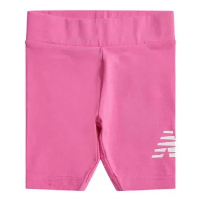 New Balance Kids' Stacked Logo Cycle Short In Pink