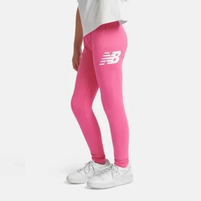 New Balance Kids' Stacked Logo Legging In Pink