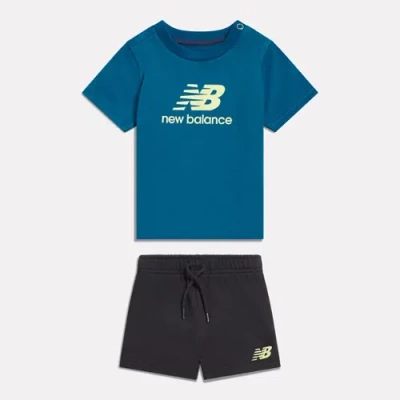 New Balance Kids' Stacked Logo T-shirt Short Set In Multi