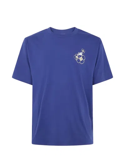 New Balance La City Run Floral-print T-shirt In Blue