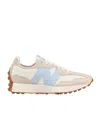 New Balance Damen 327 In Grau/weiss/blau, Wildleder/mesh, Grösse 39 In White