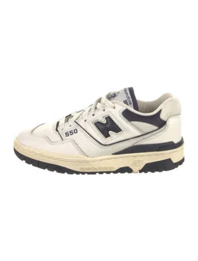 Pre-owned New Balance Leather Colorblock Pattern Athletic Sneakers In White