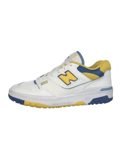 Pre-owned New Balance Leather Colorblock Pattern Athletic Sneakers In White
