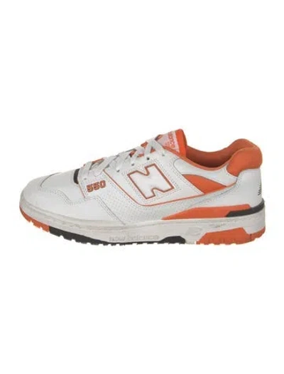 Pre-owned New Balance Leather Colorblock Pattern Athletic Sneakers In White