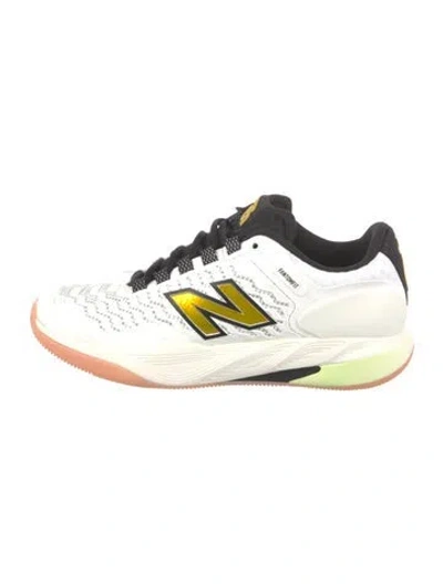 Pre-owned New Balance Leather Printed Sneakers In White