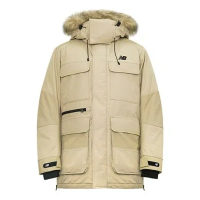 New Balance Lifestyle Cargo Parka Jacket 'beige' In Gold
