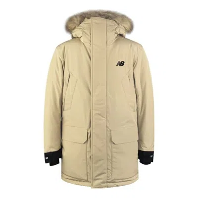 New Balance Lifestyle Down Puffer Jacket 'beige Black' In Brown