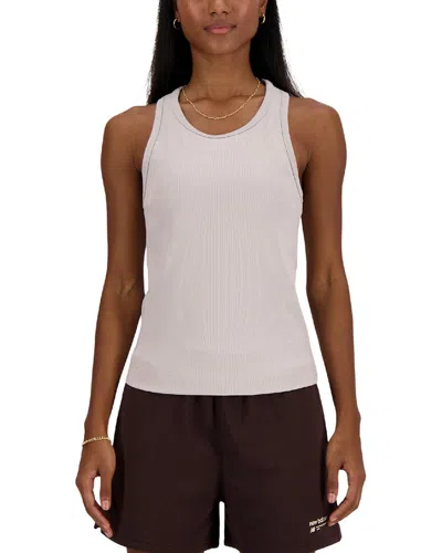 New Balance Linear Heritage Rib Knit Racer Tank In Grey