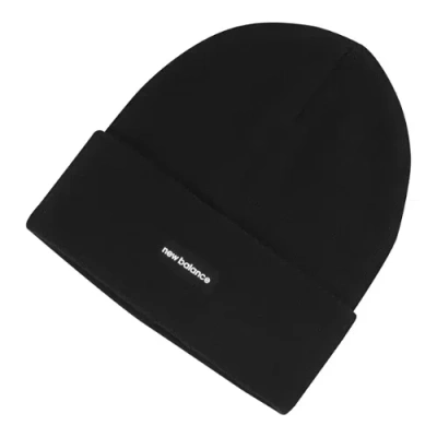 New Balance Linear Knit Cuffed Beanie In Black