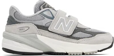 New Balance Little Kids Grey & Silver Fuelcell 990v6 Hook And Loop Trainers In Grey/silver
