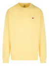 New Balance Cotton Crew Neck Sweatshirt With Ribbed Cuffs In Yellow