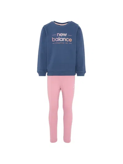 New Balance Kids' Logo-detail Round-neck Tracksuit In Pink