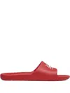 New Balance Logo-embossed Slides In Red