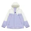 New Balance Logo Embroidered Colorblock Hooded Jacket Couple Style Purple
