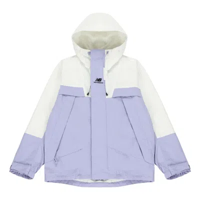New Balance Logo Embroidered Colorblock Hooded Jacket Couple Style Purple