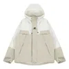 New Balance Logo Embroidered Colorblock Hooded Jacket Couple Style White In Gray