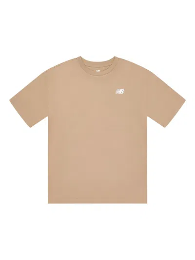 New Balance Kids' Logo-embroidered Cotton T-shirt In Neutrals