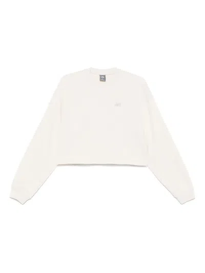 New Balance Logo-embroidered Cropped Sweatshirt In Neutral