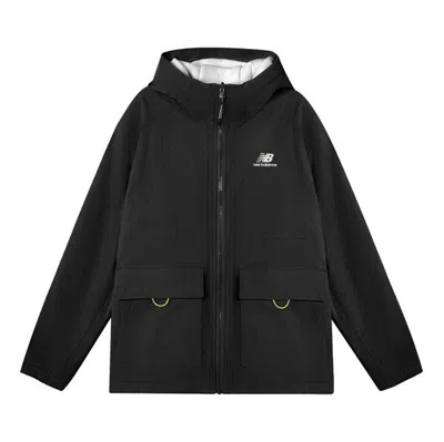 New Balance Logo Embroidered Double-sided Hooded Jacket For Men Black