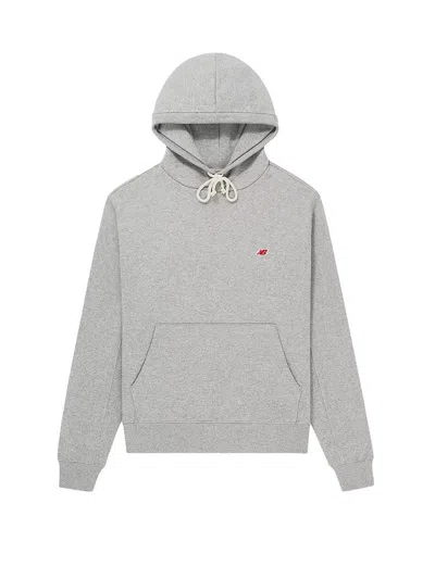 New Balance Logo Embroidered Drawstring Hoodie In Grey