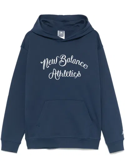 New Balance Logo-embroidered Hoodie In Blue
