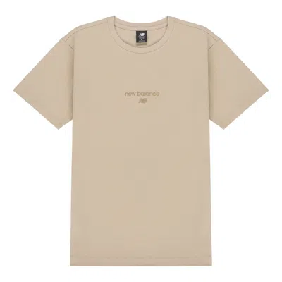 New Balance Logo Embroidered Knit Sports Round Neck Short Sleeve Light Grey T-shirt In Neutral