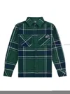 New Balance Boys Premium Checked Shirt In Green