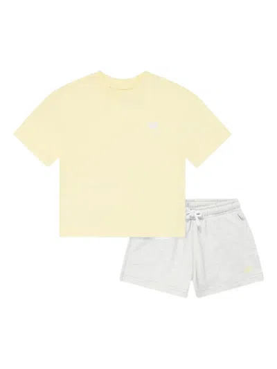 New Balance Kids' Logo-embroidered Shorts Set In Yellow