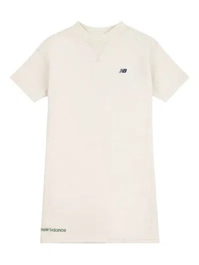 New Balance Kids' Logo-embroidered T-shirt Dress In Beige