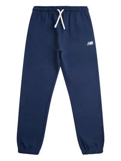 New Balance Kids' Logo-embroidered Tracksuit Bottoms In Blue