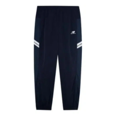 New Balance Logo Fleece Striped Joggers 'navy White' In Blue