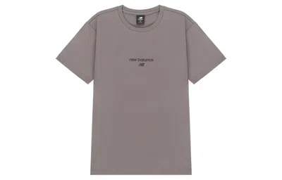 New Balance Logo Fleece T-shirt 'taupe' In Gray