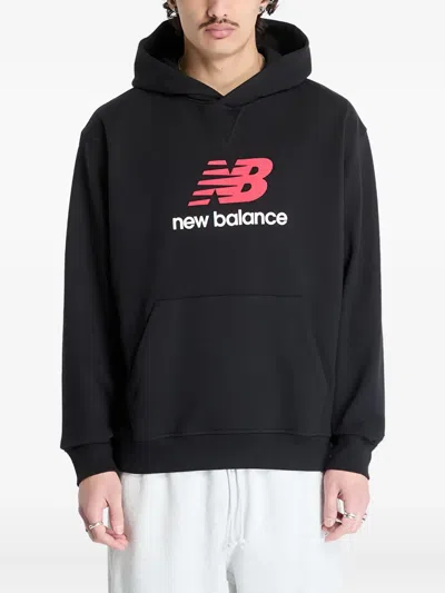 New Balance Logo French-terry Hoodie In Black