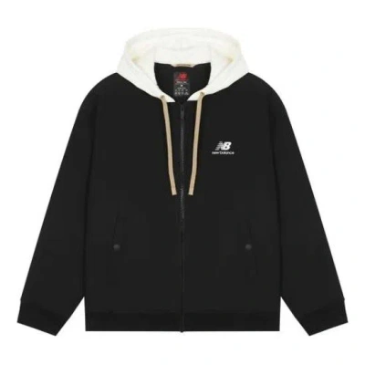 New Balance Logo Full-zip Hooded Jacket 'black White'
